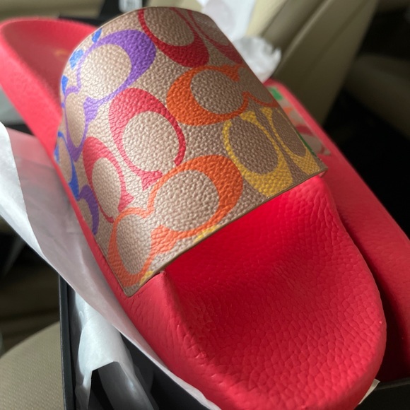 ~ RARE ~Coach NIB Udele Sport Slide In Rainbow Signature Canvas - Picture 4 of 8